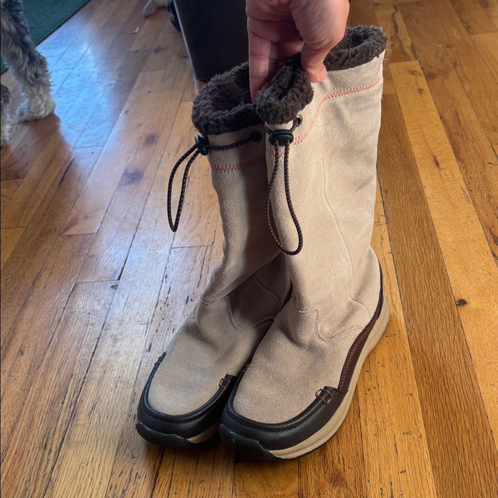 Lands' End Women's Suede Leather Sherpa Lined Boots